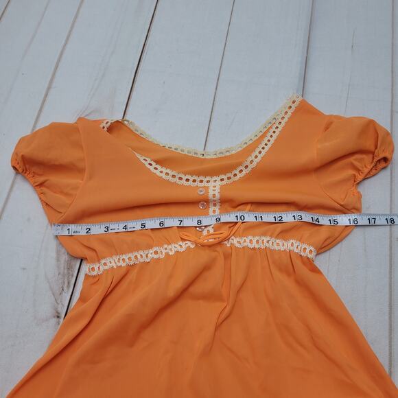 Vintage 2 piece Formfit Rogers orange lace long empire nightgown robe jacket - Picture 5 of 11